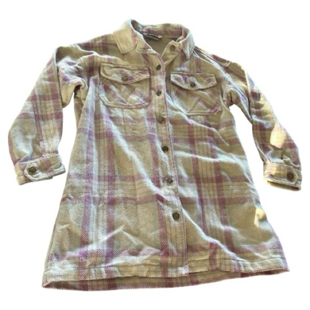 ASOS white purple plaid long sleeve shacket jacket button down